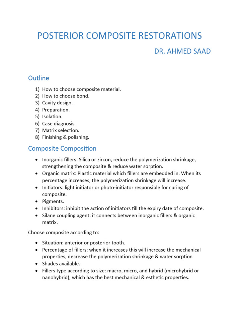 Posterior Composite Restoration Techniques | PDF | Tooth Enamel ...