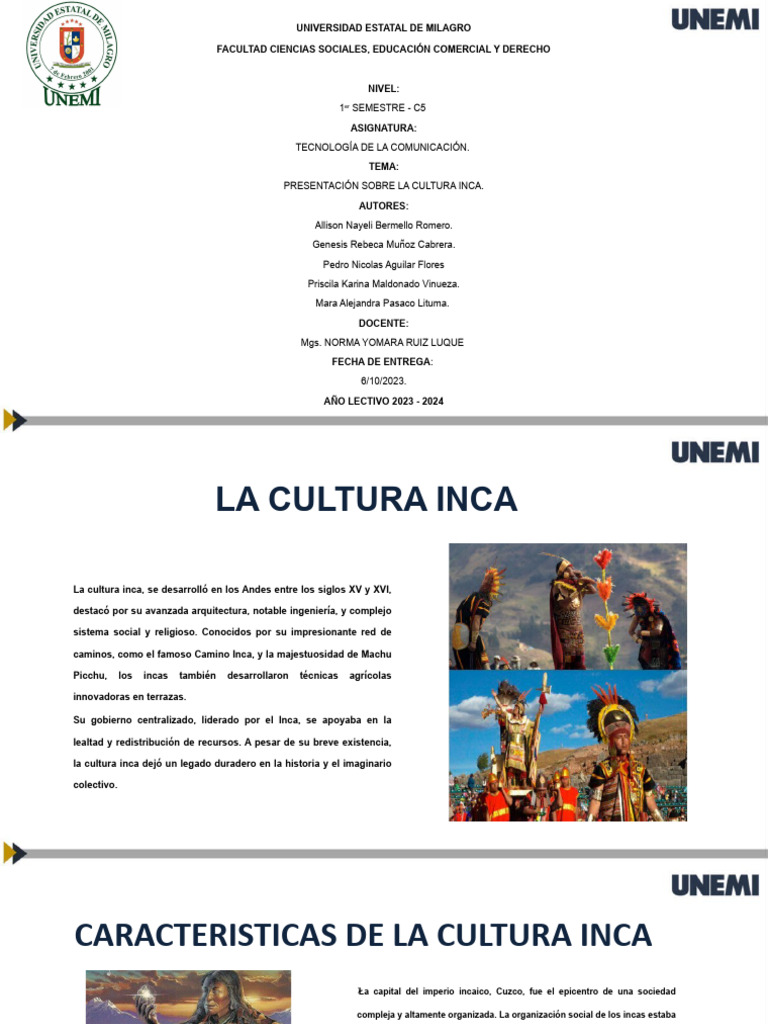 Presentación de La Cultura Inca. | PDF | Imperio Inca