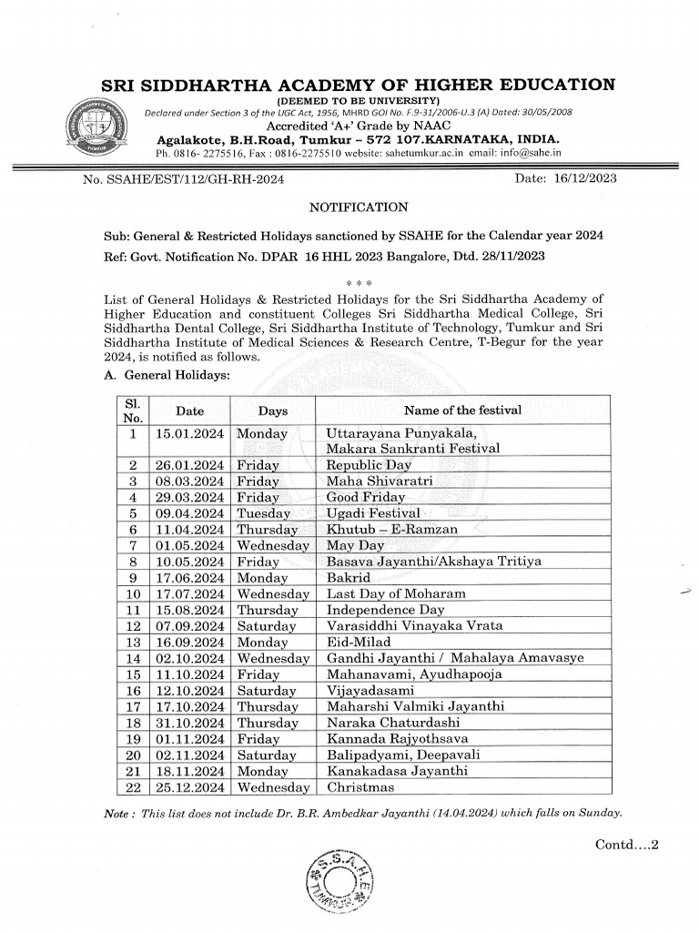 General and RH Holidays 2024 PDF Hindu Worship Religious Holidays