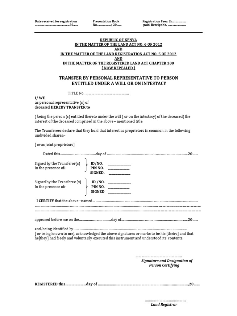 Land Transfer Document Template | PDF | Property Law | Civil Law ...
