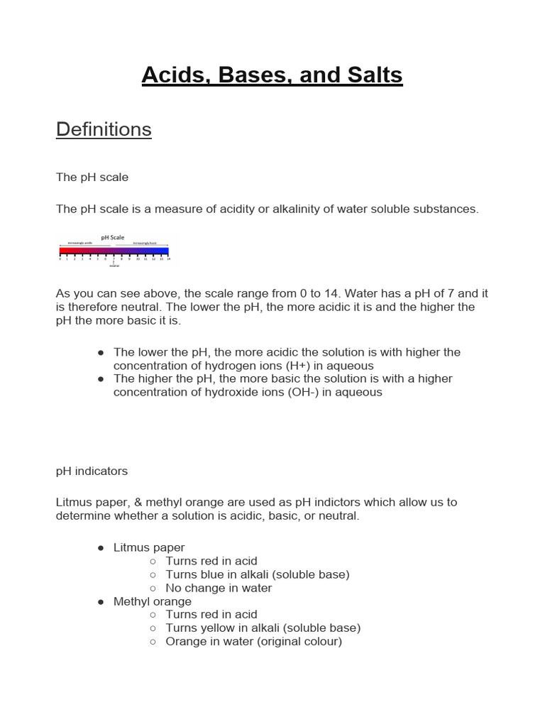 IGCSE Acids, Bases, and Salts Guide | PDF | Acid | Hydroxide