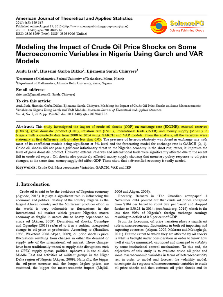 Crude Oil Price Shocks and Nigeria's Economy | PDF | Vector ...