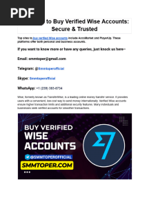 Top Sites To Buy Verified Wise Accounts (Personal and Business)