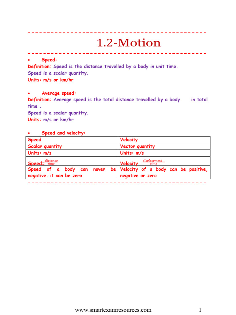 IGCSE Physics: Forces and Motion Notes | PDF | Velocity | Speed