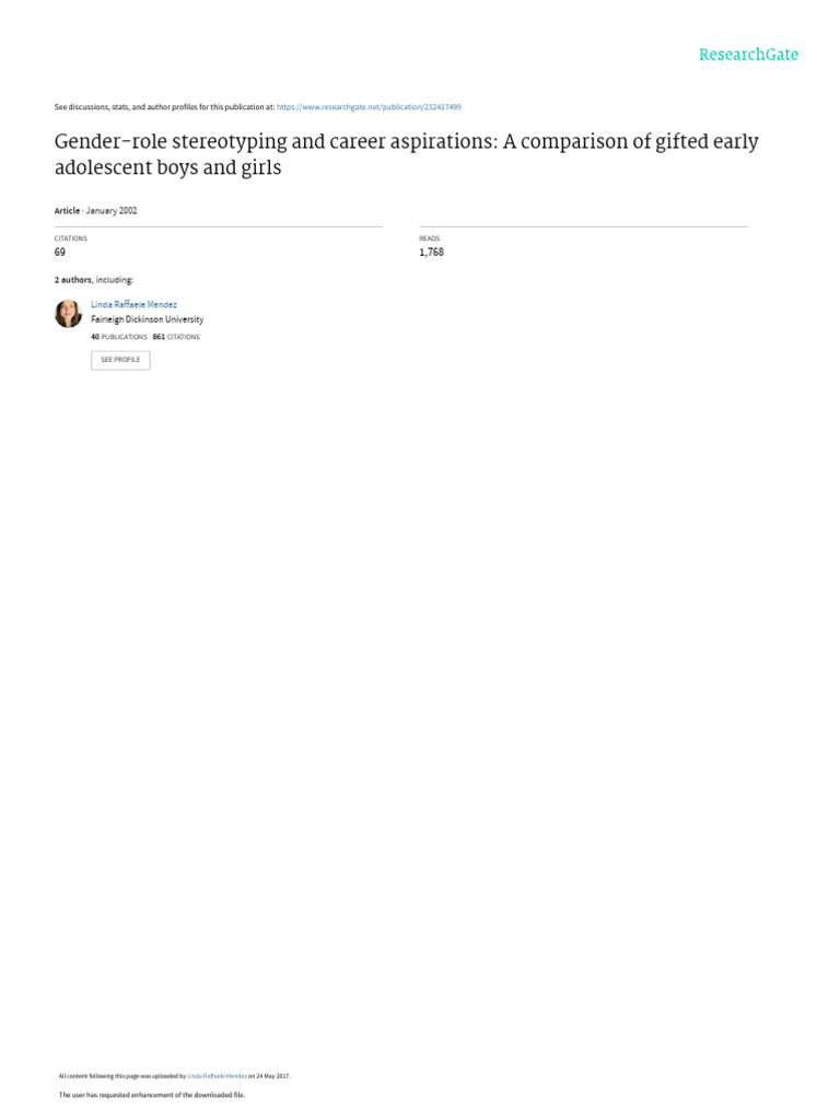 Gender Role Stereotyping and Career Aspirations | PDF | Gender Role ...