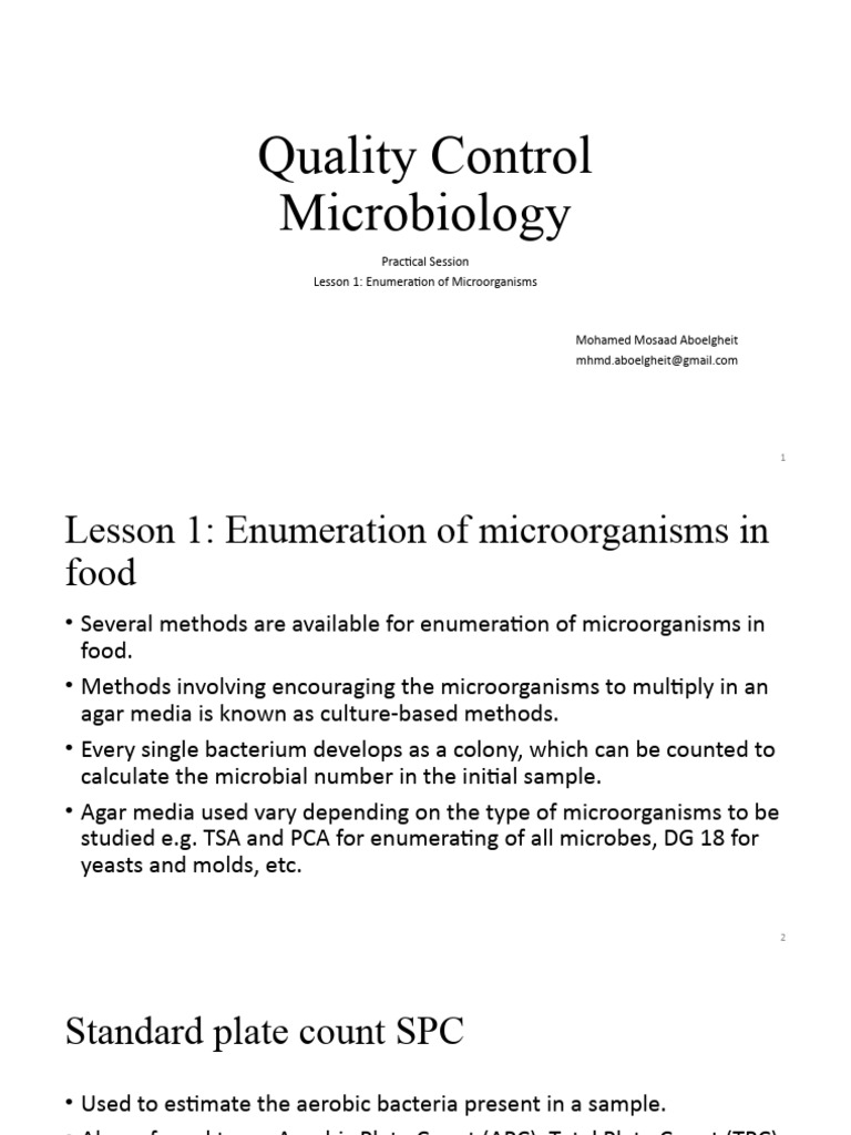 SPC Methods in Microbial Enumeration | PDF | Colony Forming Unit | Biology