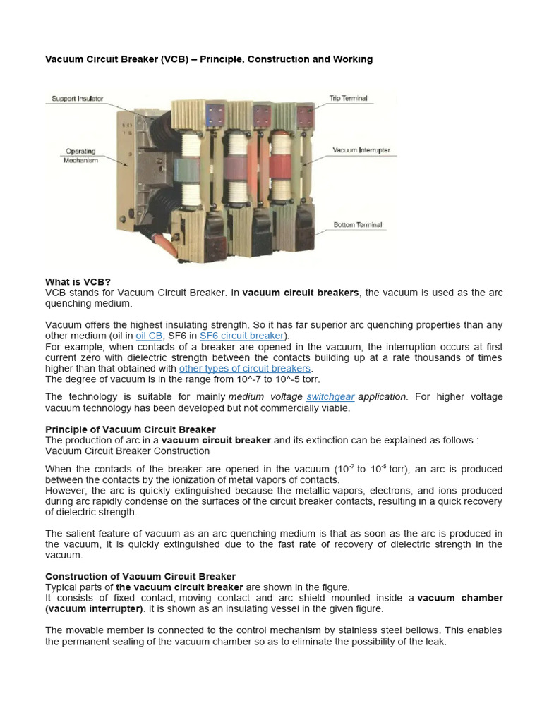 Vacuum Circuit Breaker | PDF | Electric Arc | Insulator (Electricity)