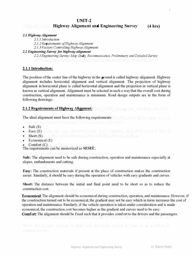 Highway Alignment and Engineering Survey | PDF | Road | Surveying