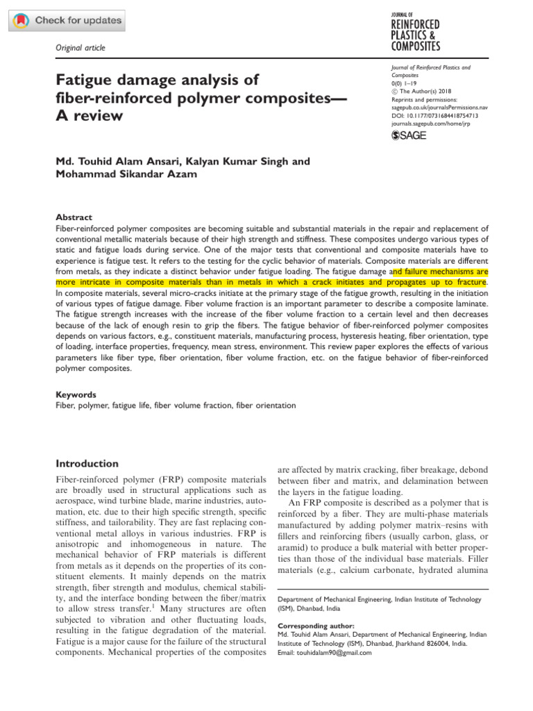 Fatigue Damage in Fiber-Reinforced Composites | PDF | Composite ...