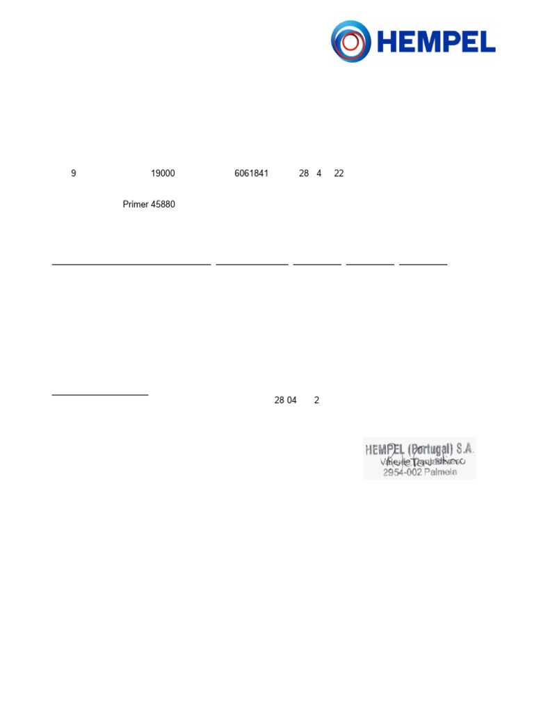 Hempel Batch Certificate for Primer 45880 | PDF