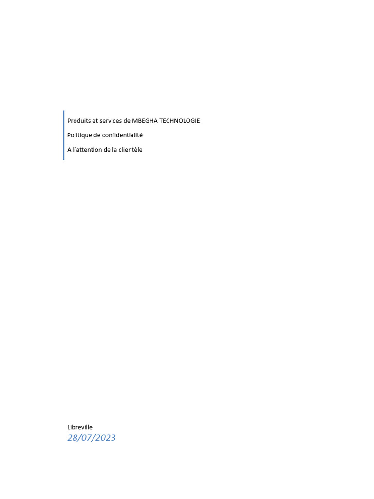 Politique de Confidentialité MBEGHA | PDF | Serveur (Informatique ...