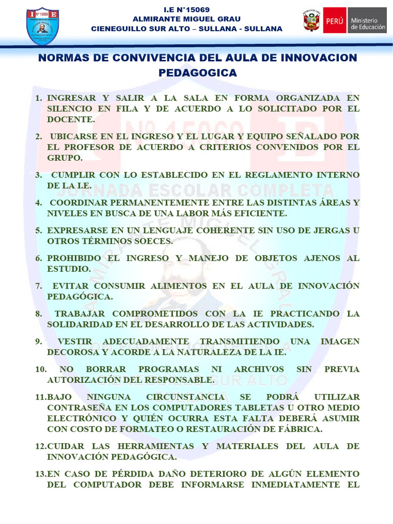 Normas de Convivencia en Aula Innovación | PDF | Hogar, jardinería y ...
