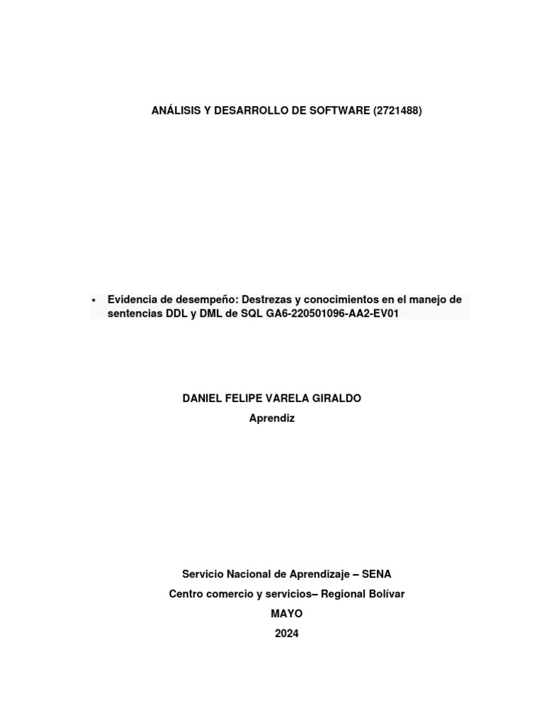 Sentencias DDL y DML en SQL | PDF