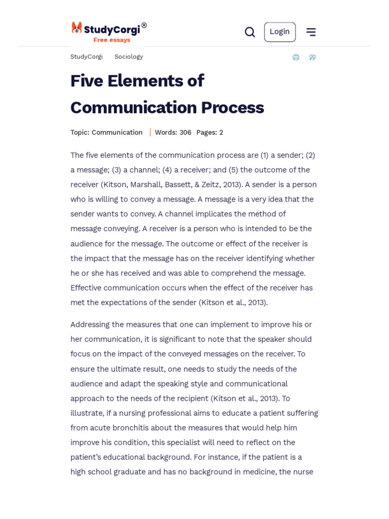 Five Elements of Communication Process _ Free Essay Example | Download ...