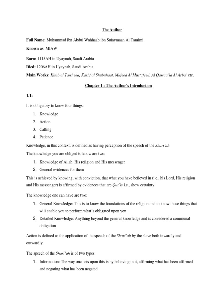 Notes On Thalaathatul Usool | PDF | Prophets And Messengers In Islam ...