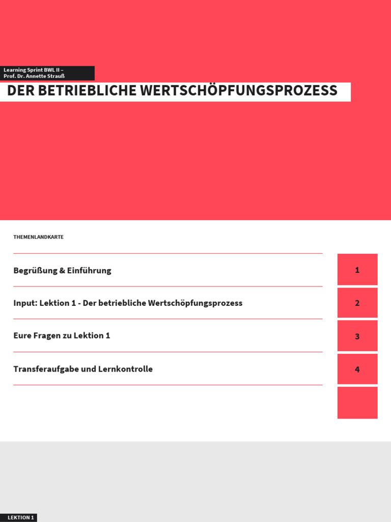 Der Betriebliche Wertschöpfungsprozess | PDF
