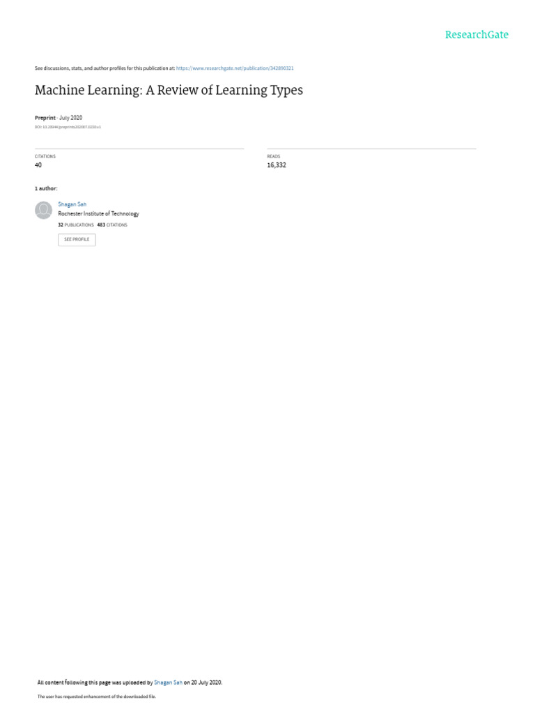 Machine Learning Learning Types Overview | PDF | Machine Learning ...