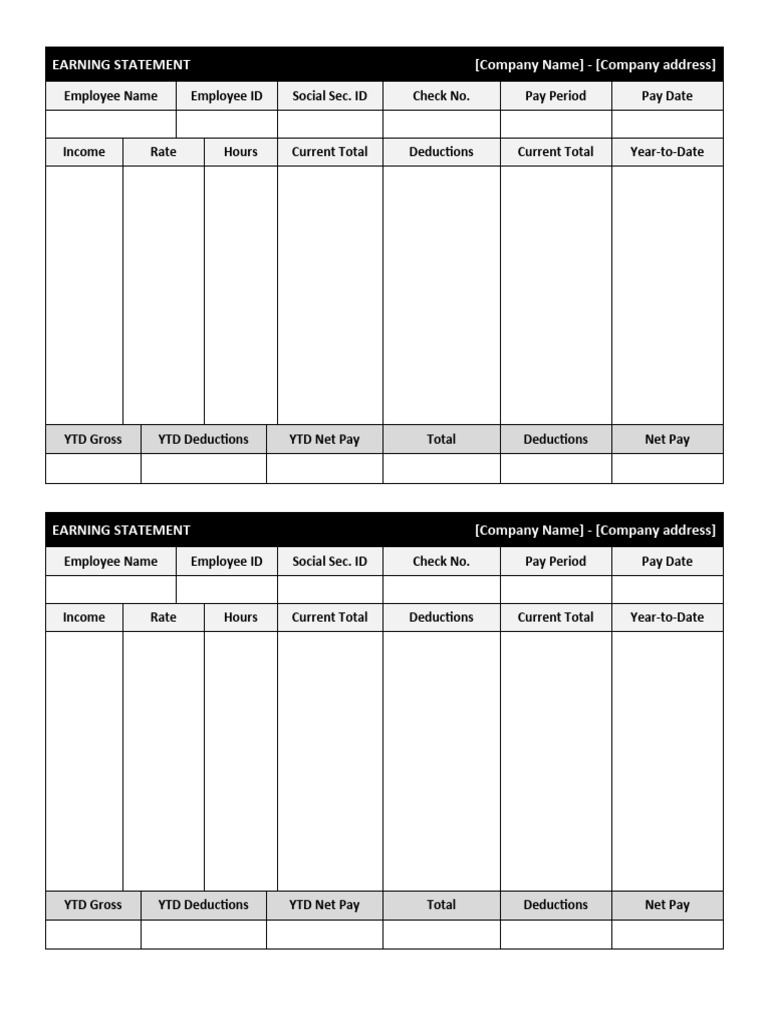 Employee Pay Stub Form Template | PDF