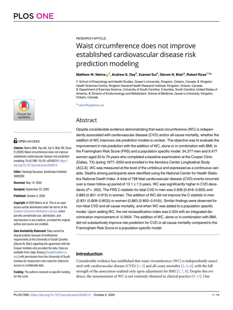 Waist Circumference and Cardiovascular Risk | PDF | Cardiovascular ...