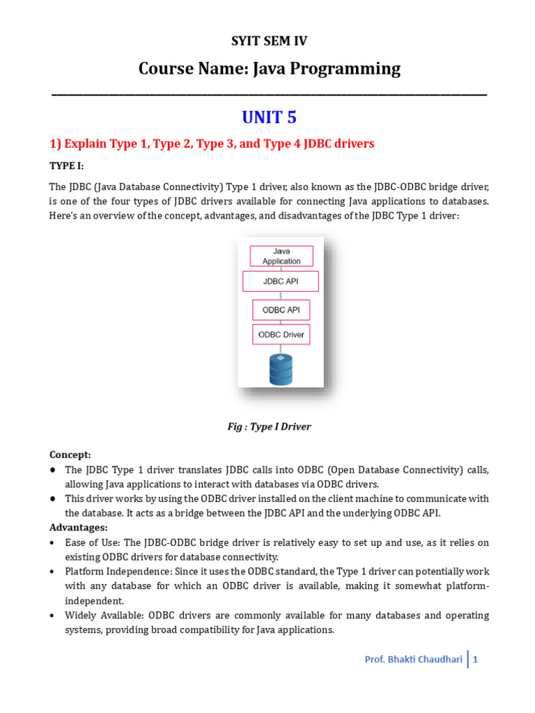 Java Notes Unit 5 | PDF | Databases | Sql