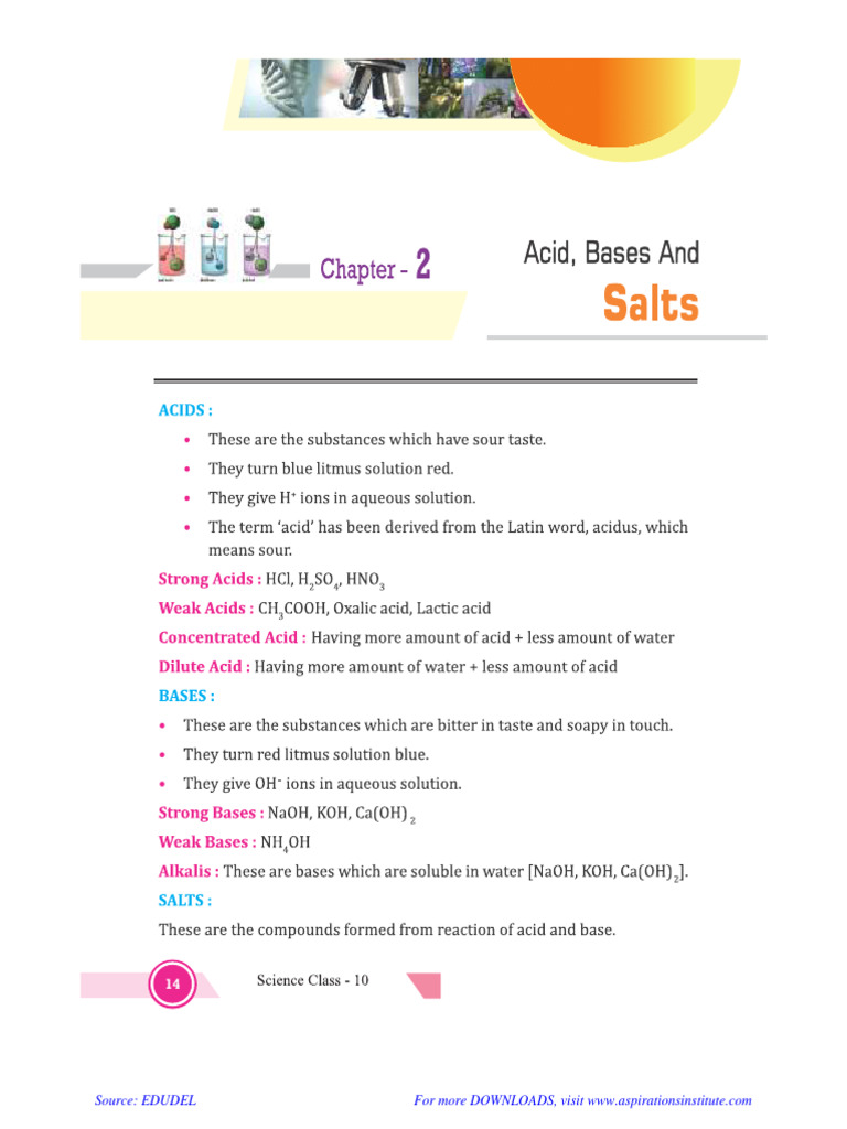 10 SC Acid Bases and Salts Notes | PDF | Sodium Hydroxide | Ph