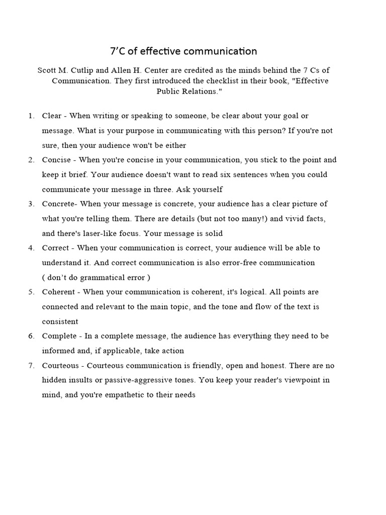 7C's of Effective Communication | PDF