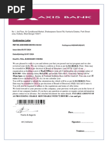 Confirmation Letter (Axis Bank)
