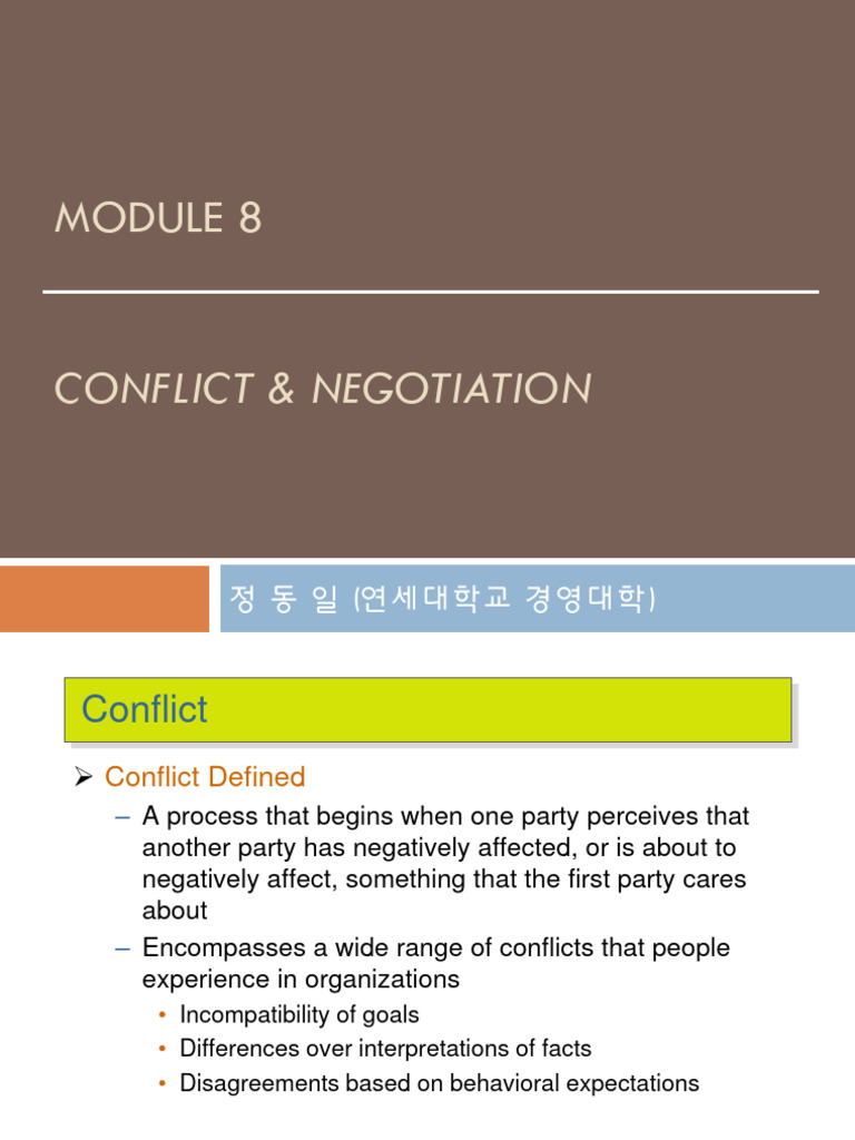 Conflict and Negotiation in Organizations | PDF | Negotiation | Bargaining