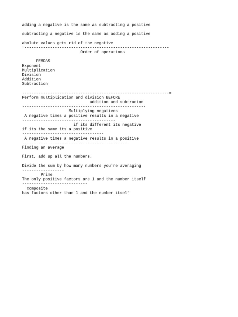 Math Operations and Concepts Explained | PDF