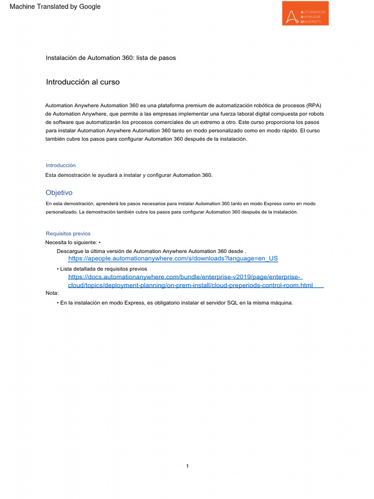 Guía de Instalación de Automation 360 | PDF | Autenticación | Contraseña
