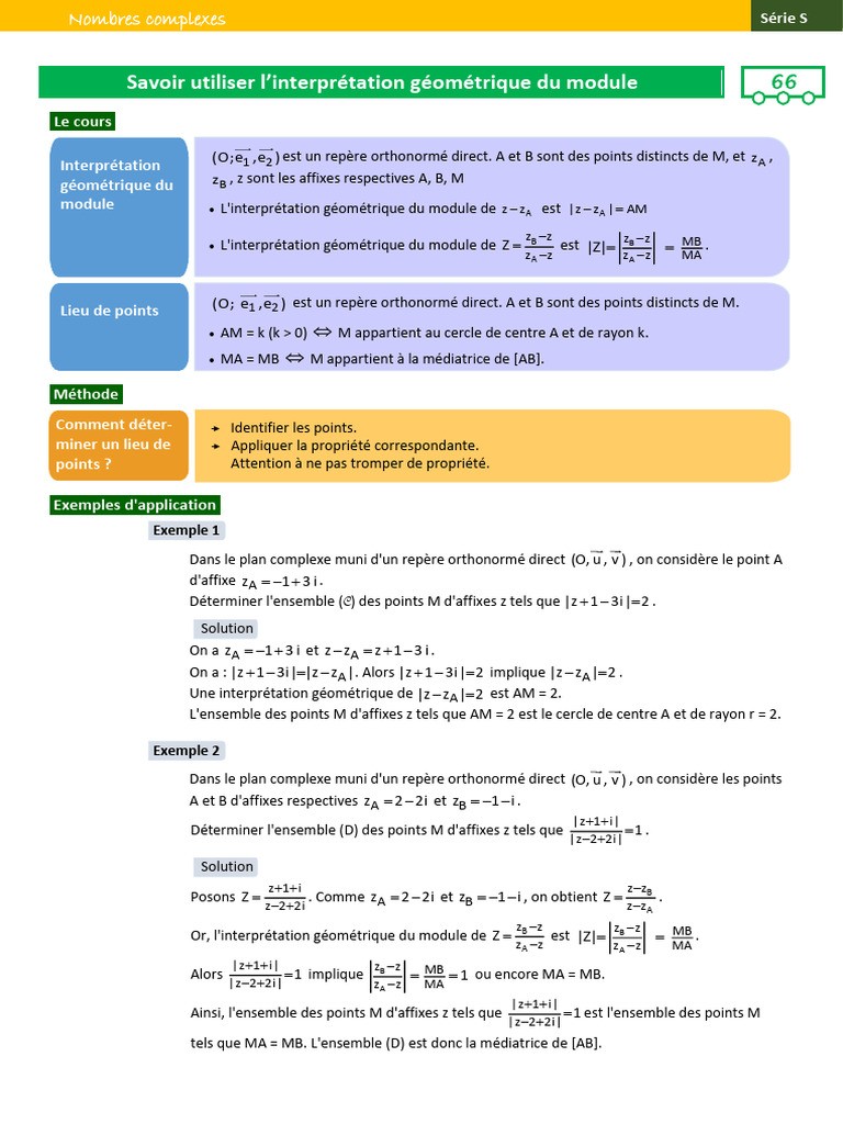Interprétation géométrique du module | PDF | Nombre complexe | Cercle