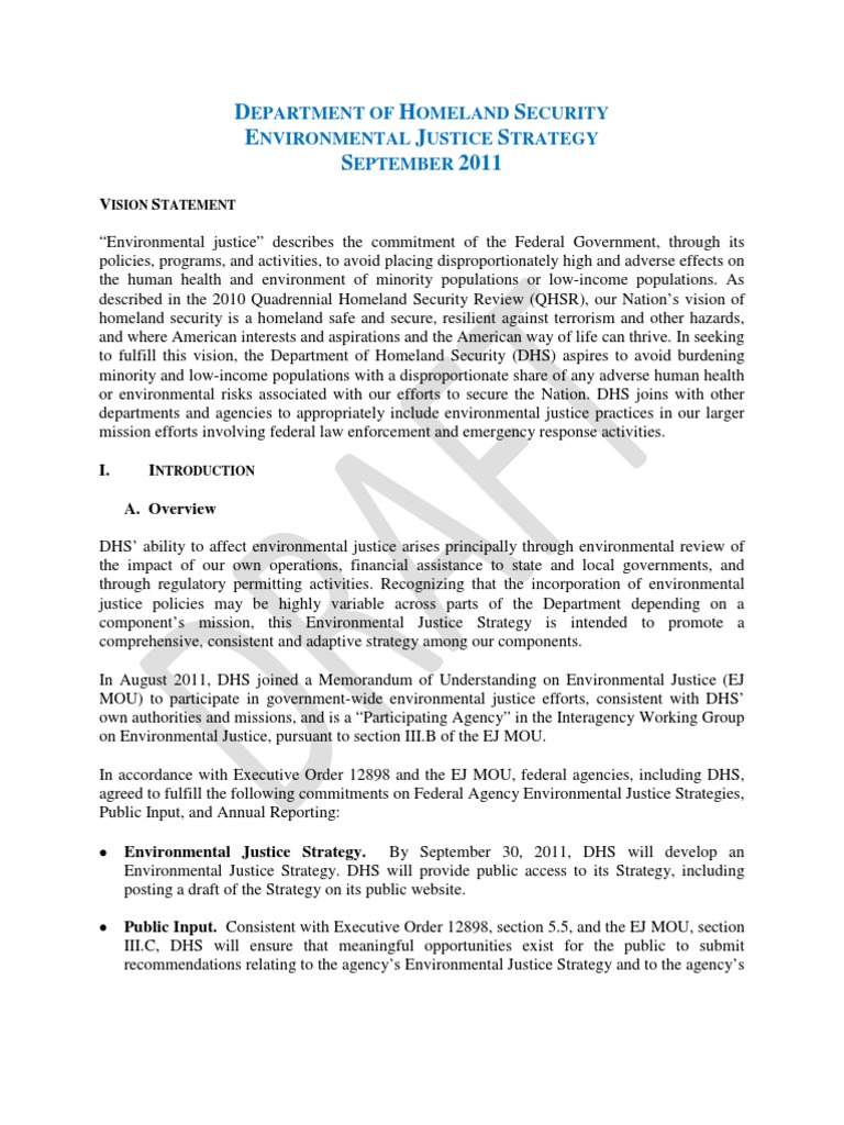 Dhs Environmental Justice Strategy PDF United States Department Of