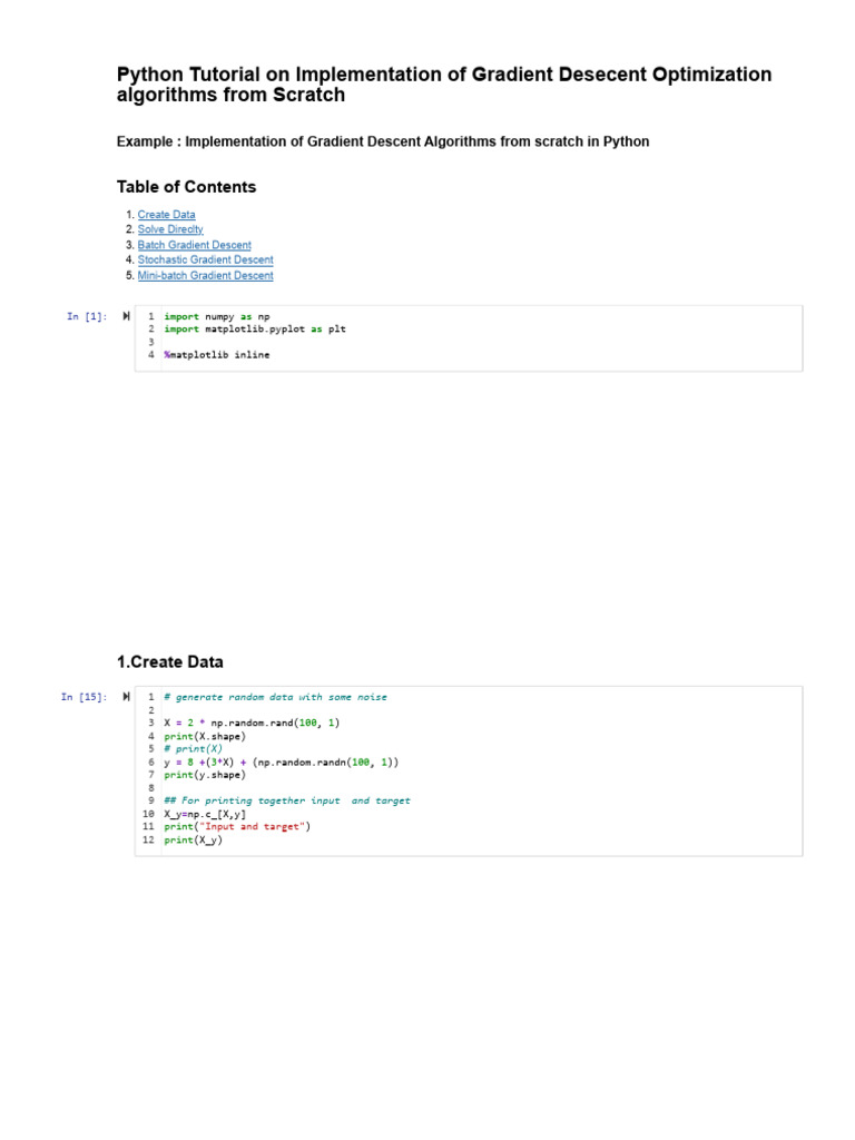 Python Tut Gradient Descent Algos MLR - Jupyter Notebook | PDF | Mean ...
