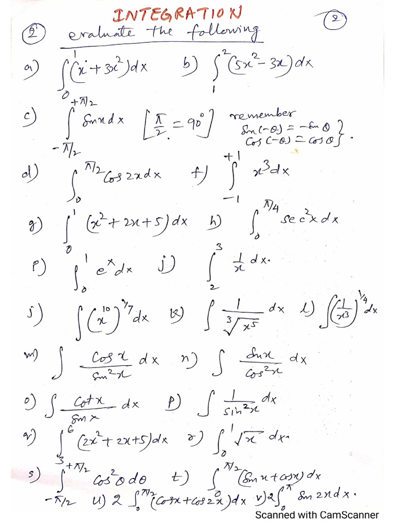 Integration Worksheet 1 | PDF