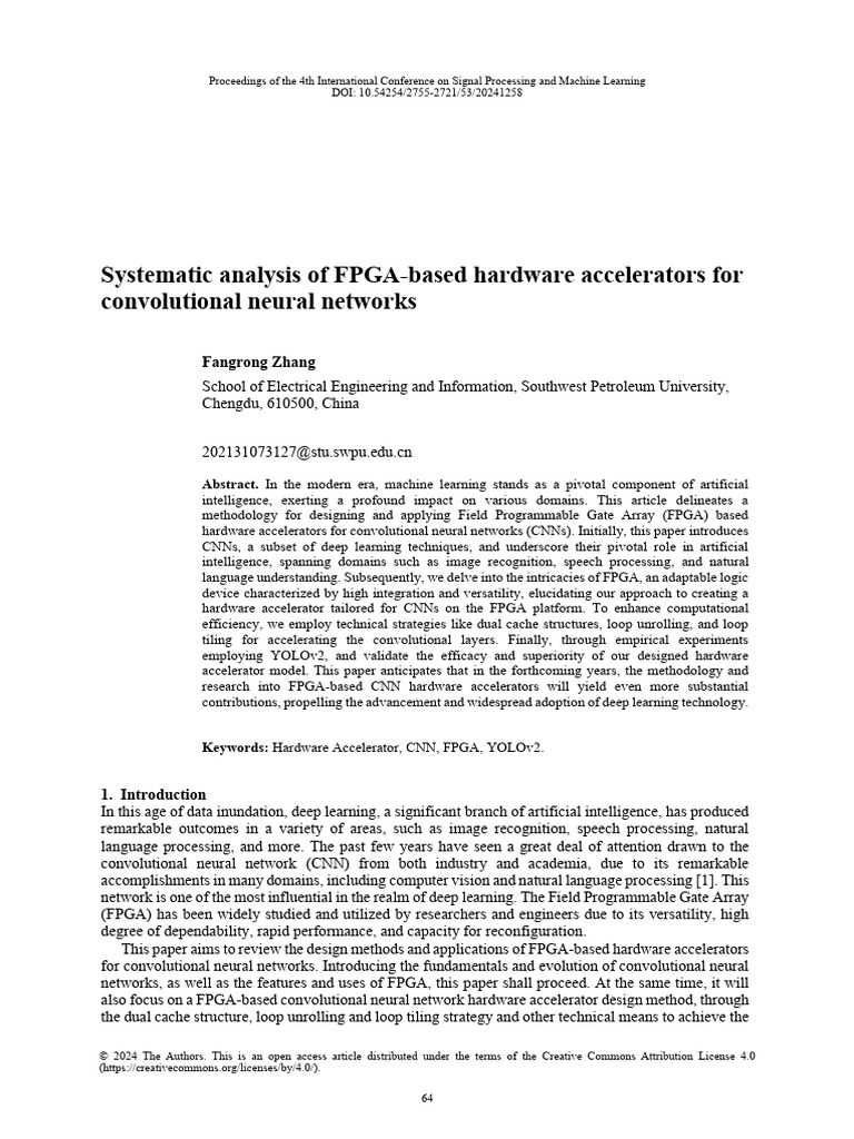 FPGA Accelerators for CNN Optimization | PDF | Field Programmable Gate ...