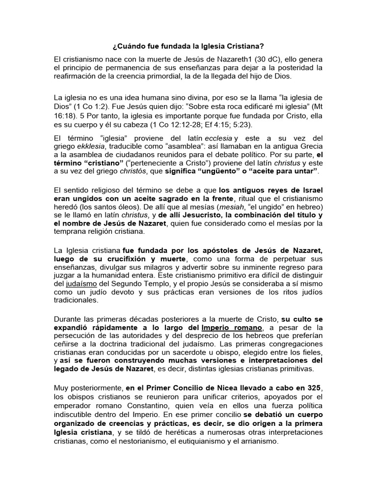 Cuándo Fue Fundada La Iglesia Cristiana Pastor Antonio | PDF ...