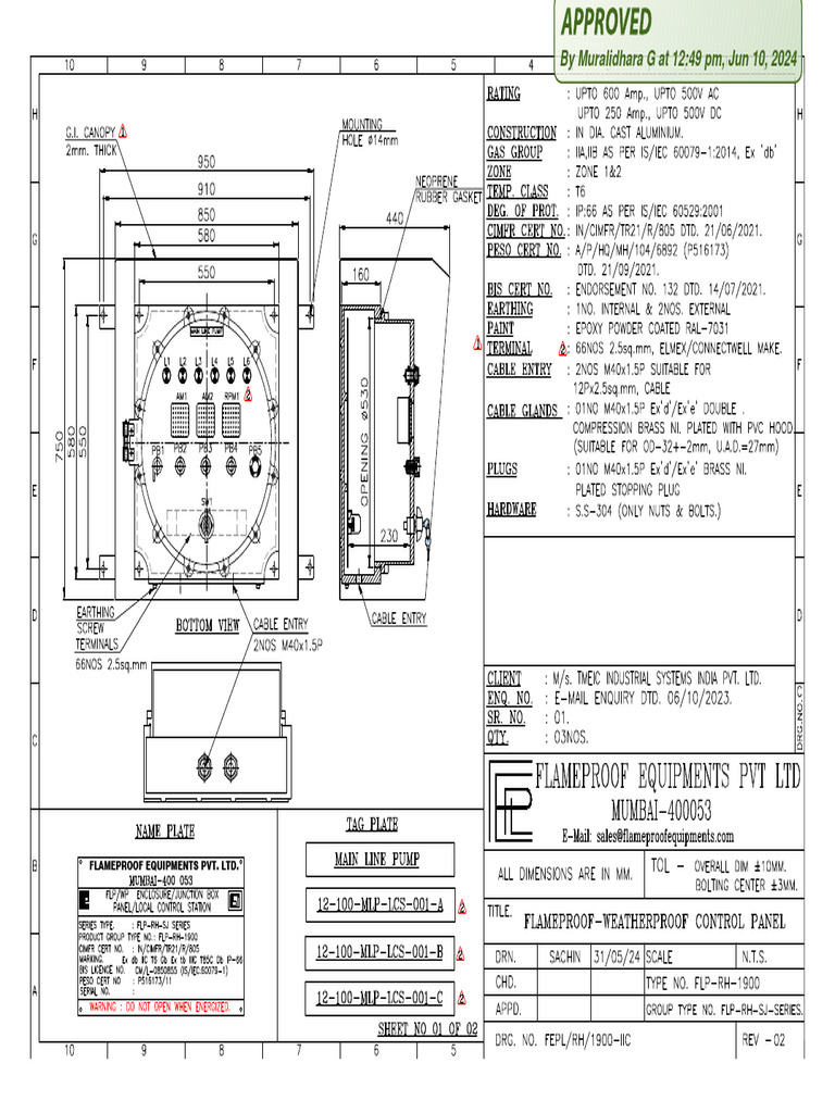 Flameproof Equipment Terminal Details | PDF