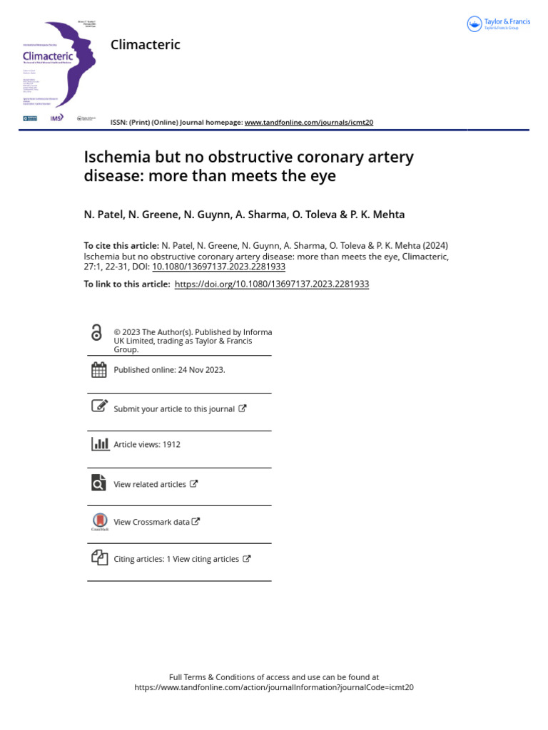 Ischemia But No Obstructive Coronary Artery Disease More Than Meets The ...