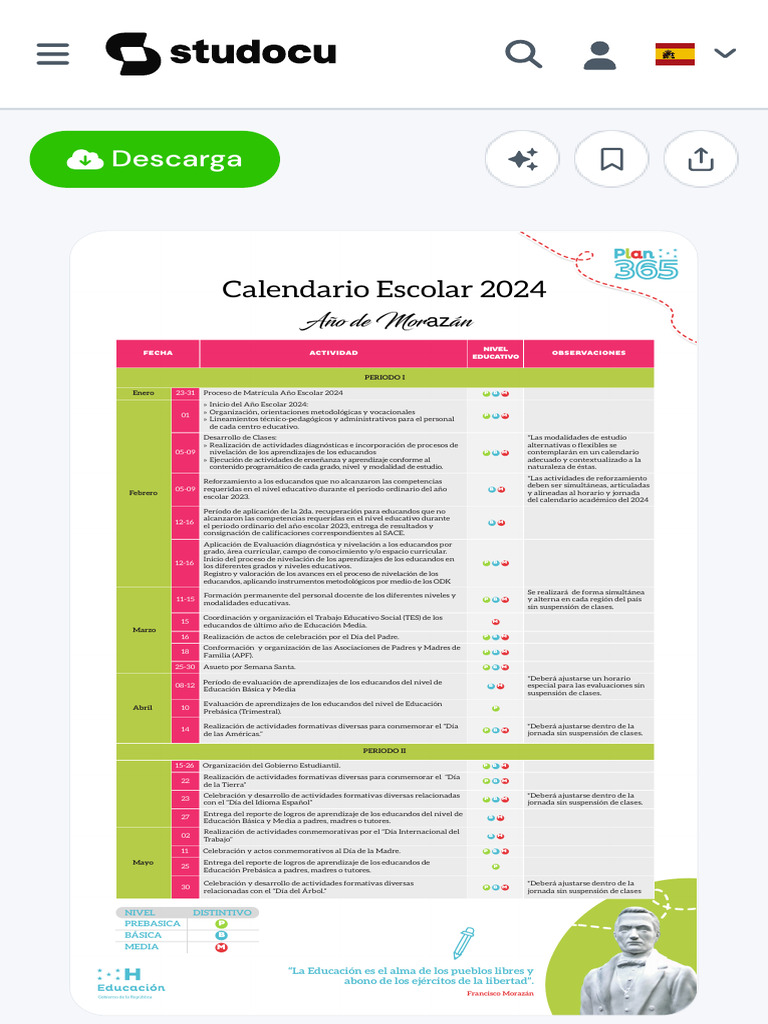 Calendario Academico 2024 - "La Educación Es El A | PDF | Evaluación ...