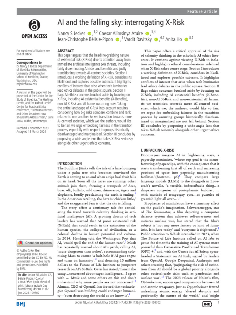 AI and the Falling Sky Interrogating X-Risk | PDF | Artificial ...