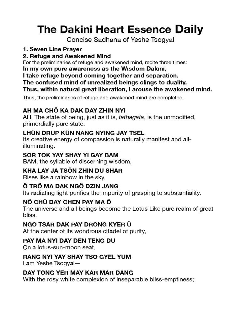 The dakini heart essence daily pdf mantra buddhist practices