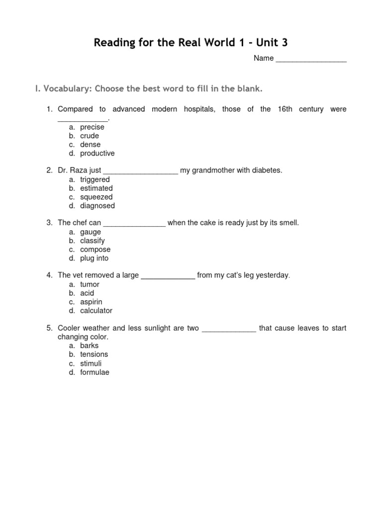 Rrw Sb1 Unit Test 03 Pdf Headache Migraine