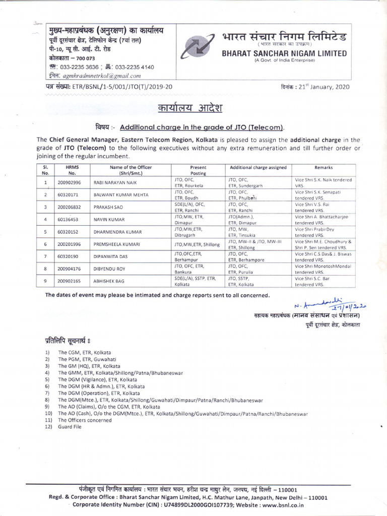 Additional Charge - JTO (T) | PDF