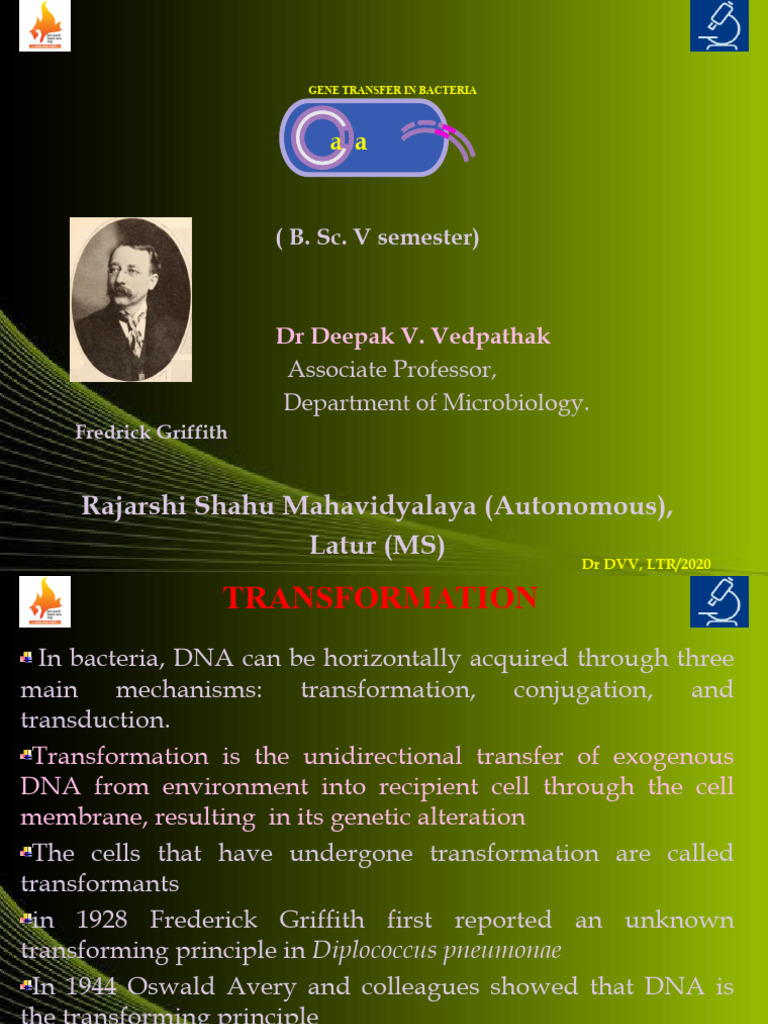 UNIT IV Gene Transfer | PDF | Transformation (Genetics) | Bacteriophage