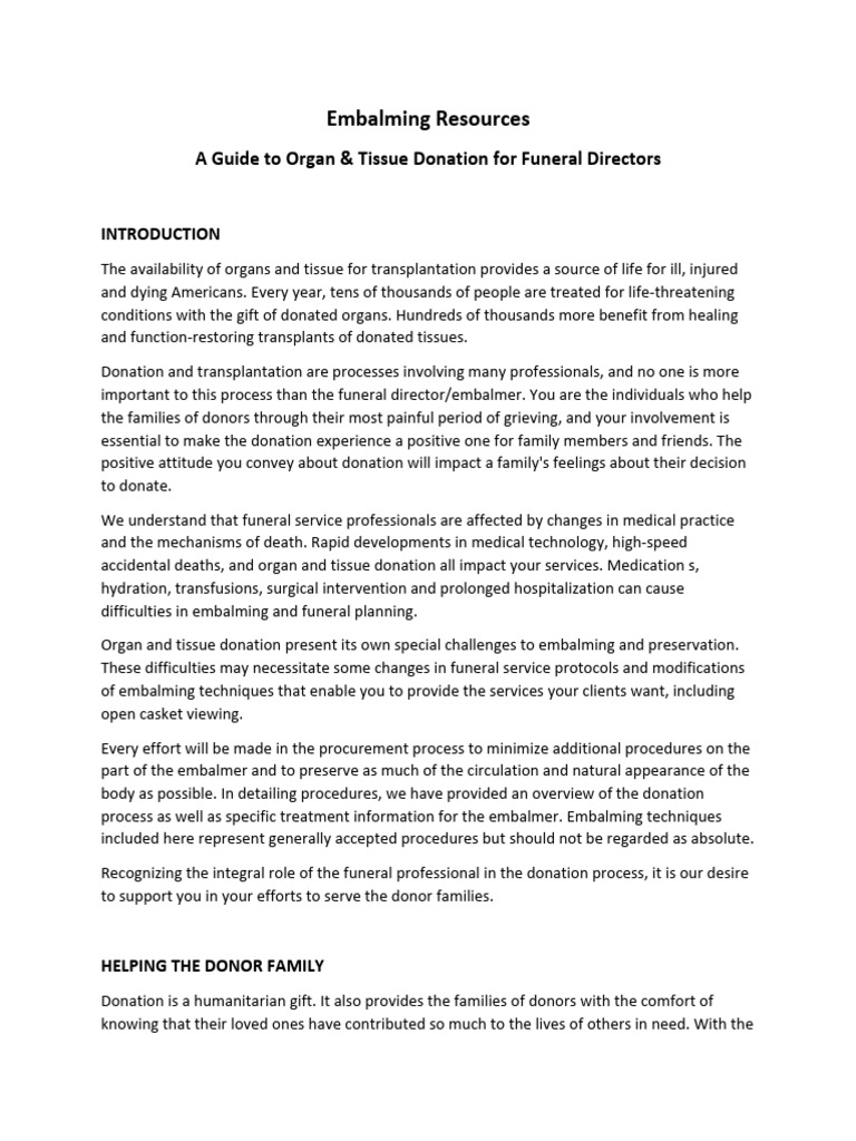 LifeGift EmbalmingResources | PDF | Organ Transplantation | Organ Donation