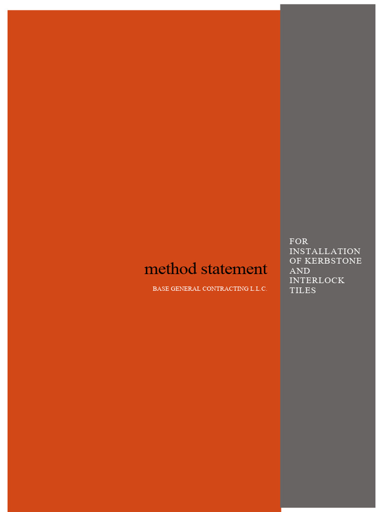 Kerbstone Installation Method Statement | PDF | Occupational Safety And ...