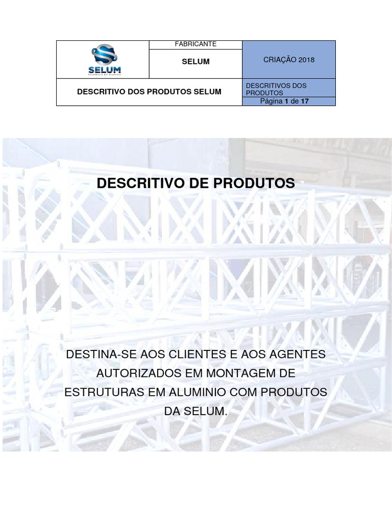 Descritivo de Produtos Selum | PDF | Treliça | Alumínio