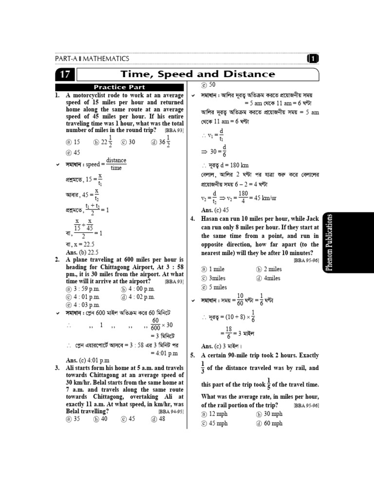 Time, Speed and Distance: Part-A Mathematics | PDF | Speed | Interest