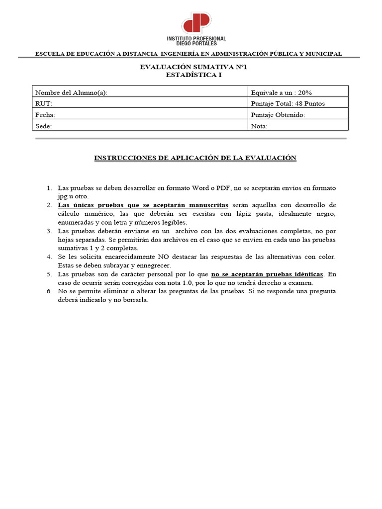 Estad stica evaluaciones i ii pdf