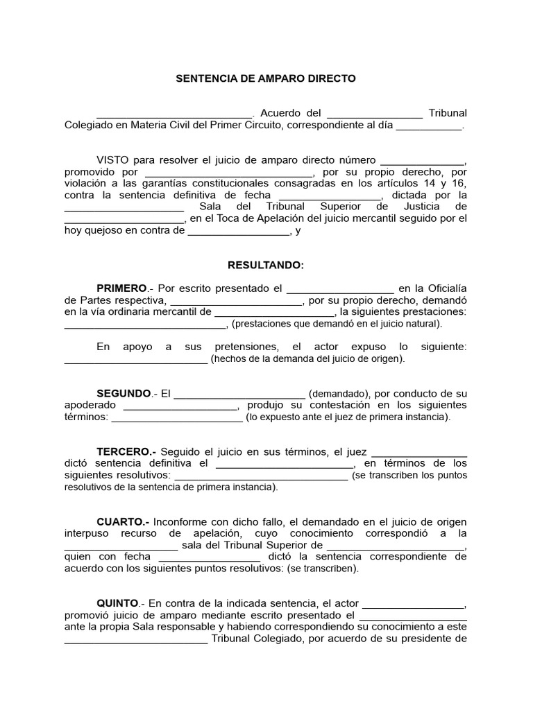SENTENCIA DE AMPARO DIRECTO | PDF | Sentencia (ley) | Justicia